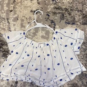 White and blue crop top